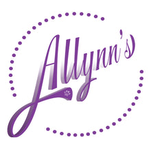 Load image into Gallery viewer, Purple 'Allynn's' logo with a dotted circle on a white background.