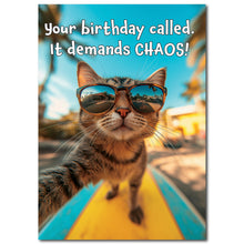 Load image into Gallery viewer, Funny Cat Birthday Card for Men, Women, Friends, Family or Coworkers, 5x7 with Envelope