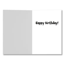 Load image into Gallery viewer, Inside view of birthday card with blank writable area and preprinted "Happy Birthday!" message.