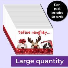 Load image into Gallery viewer, Cute Define Naughty Dog Christmas Postcards - Set of 50