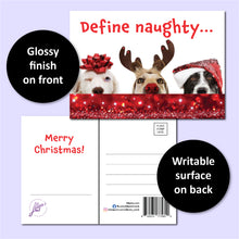 Load image into Gallery viewer, Cute Define Naughty Dog Christmas Postcards - Set of 50
