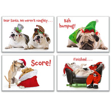 Load image into Gallery viewer, Christmas Cards with Naughty Dogs - 4 Designs, 5 Each - Set of 20