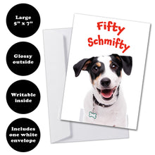 Load image into Gallery viewer, 5x7 inch birthday card for dog lovers, glossy front, writable inside, includes a white envelope
