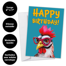 Load image into Gallery viewer, Birthday card features: 5&quot;x7&quot; size, glossy front, writable inside, includes a white envelope.
