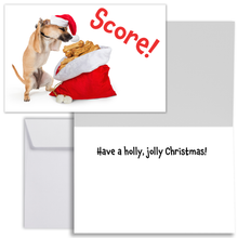 Load image into Gallery viewer, Funny Chihuahua Christmas Cards - Dog Treat Score! - Set of 20
