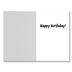 Inside view of birthday card with blank writable area and preprinted "Happy Birthday!" message.