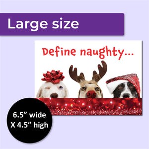 Cute Define Naughty Dog Christmas Postcards - Set of 50