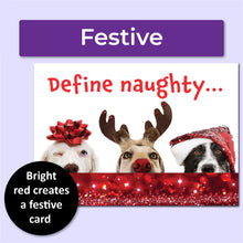 Load image into Gallery viewer, Cute Define Naughty Dog Christmas Postcards - Set of 50
