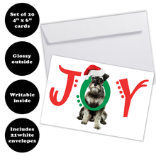 Load image into Gallery viewer, Schnauzer Christmas Cards express JOY - Set of 20
