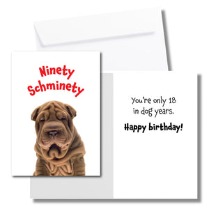 Ninety Schminty 90th Birthday Card for Men or Women