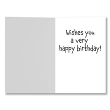 Load image into Gallery viewer, Inside of the card showing the message &#39;Wishes you a very happy birthday!&#39; with a smooth writable surface.
