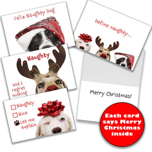 Dog-themed Christmas Cards each with a festive "Merry Christmas" message preprinted inside